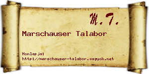 Marschauser Talabor névjegykártya